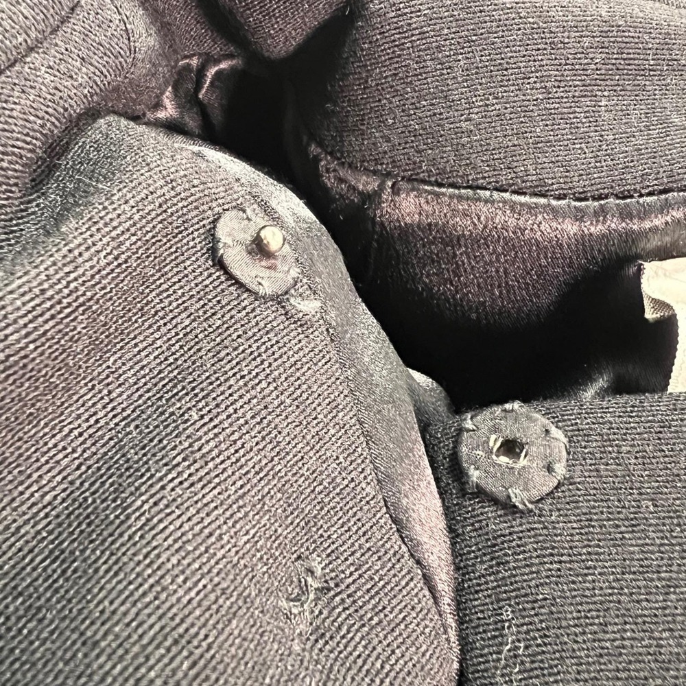 VTG 60s Union Made Black Double Breasted Crepe Wool Cocoon Coat Bracelet Sleeves - Picture 13 of 16